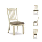 Lot de 2 chaises de salle à manger rembourrées Bolanburg blanc antique – Signature Design by Ashley : dossier à barreaux, finition chêne texturé