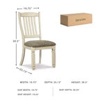 Lot de 2 chaises de salle à manger rembourrées Bolanburg blanc antique – Signature Design by Ashley : dossier à barreaux, finition chêne texturé
