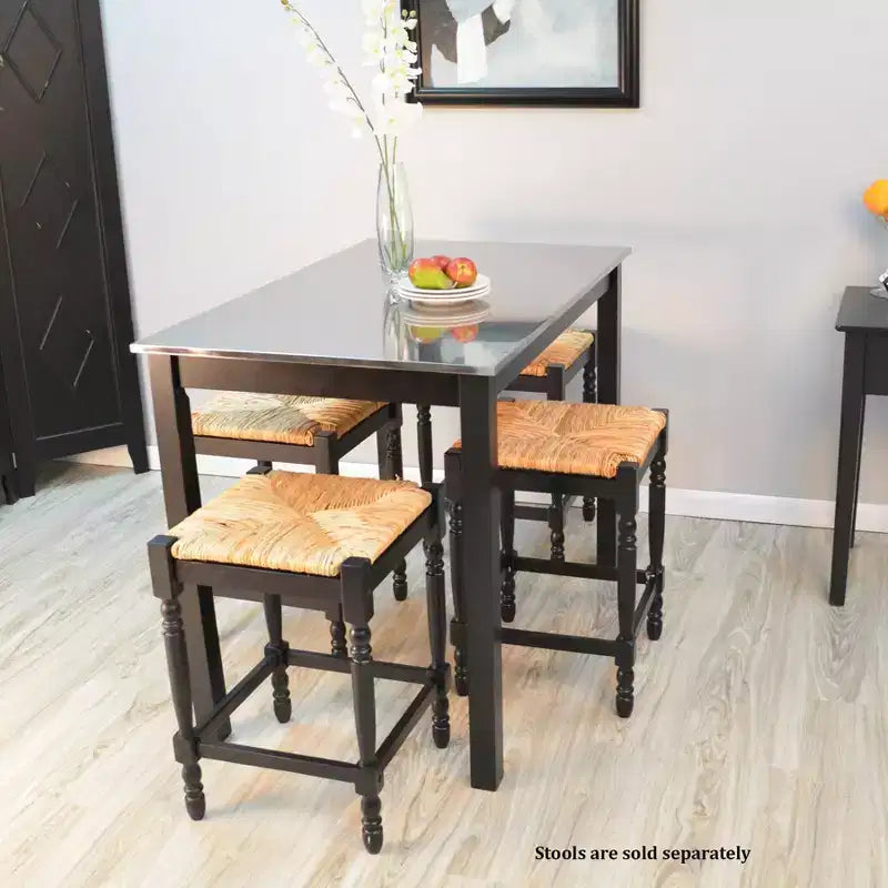 Tavolo da bar alto Carolina Living Cooper in legno/nero con piano in acciaio inossidabile: Altezza da bar alta, Funzionalità da cucina