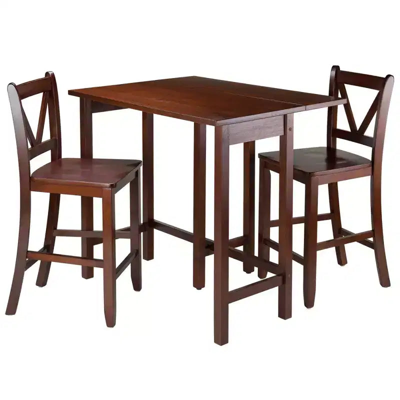 Winsome Ensemble de salle à manger 3 pièces Lynnwood avec rallonges escamotables, hauteur comptoir et tabourets de comptoir, Bois/Noyer : Ensemble table de pub 4 places, style moderne du milieu du siècle