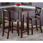 Winsome Set Sala da Pranzo 3 Pezzi Lynnwood a Goccia d'Acqua ad Altezza Bar con Sgabelli, Legno/Noce: Stile Moderno di Metà Secolo, Set Tavolo da Pub a 4 Posti