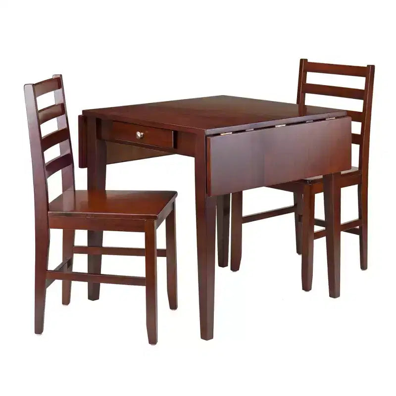 Table à manger 3 pièces Hamilton à rabats et chaises à barreaux Bois/Noyer - Winsome