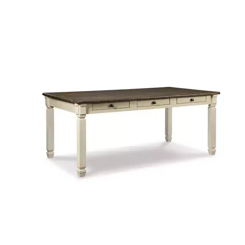 Dining Table Cream - Signature Design by Ashley: Farmhouse Style, 6 Drawers, Rustic Plank Top