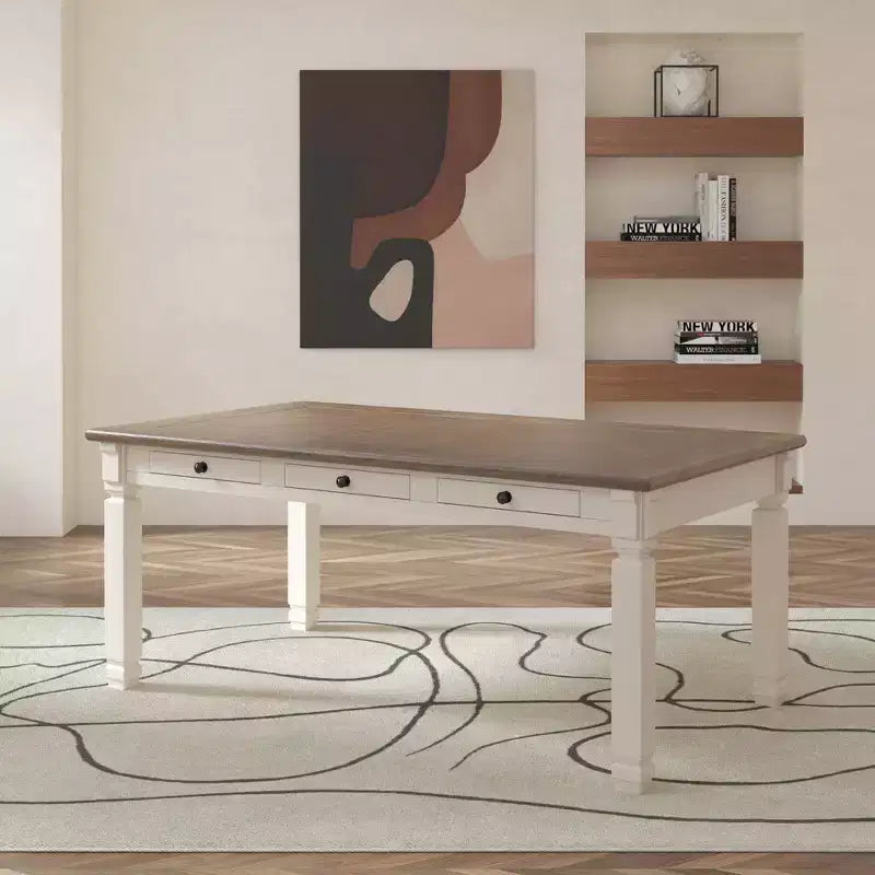Tavolo da Pranzo Crema - Signature Design by Ashley: Stile Rustico, 6 Cassetti, Piano in Legno Grezzo