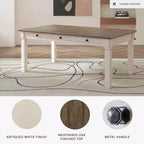 Tavolo da Pranzo Crema - Signature Design by Ashley: Stile Rustico, 6 Cassetti, Piano in Legno Grezzo