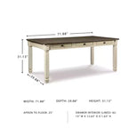 Tavolo da Pranzo Crema - Signature Design by Ashley: Stile Rustico, 6 Cassetti, Piano in Legno Grezzo