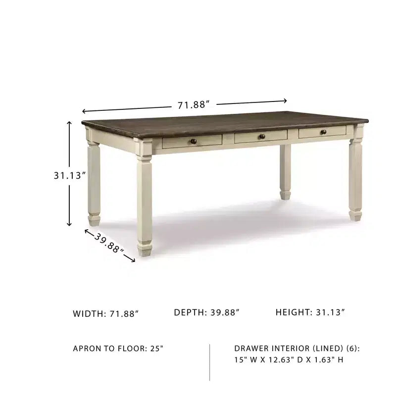 Tavolo da Pranzo Crema - Signature Design by Ashley: Stile Rustico, 6 Cassetti, Piano in Legno Grezzo