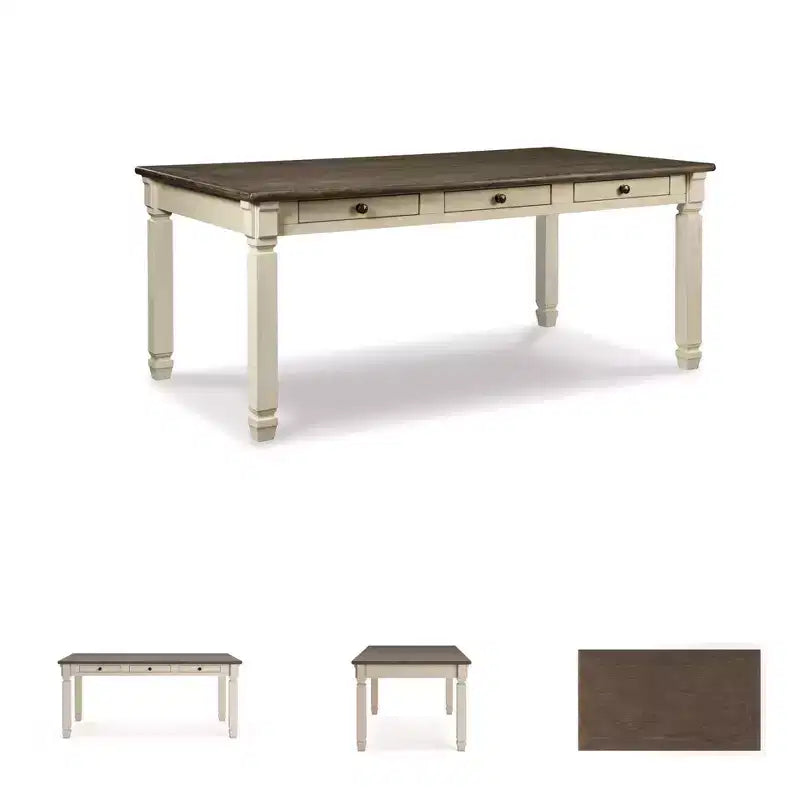Tavolo da Pranzo Crema - Signature Design by Ashley: Stile Rustico, 6 Cassetti, Piano in Legno Grezzo