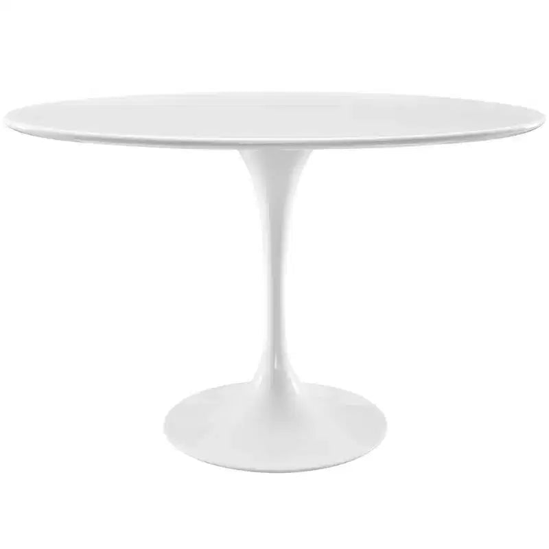 48" Lippa Oval Wood Top Dining Table White - Modway: Sleek Modern Kitchen Furniture, Seats 4