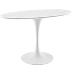 Tavolo da pranzo ovale in legno Lippa da 48" bianco - Modway: Elegante tavolo da cucina moderno, 4 posti