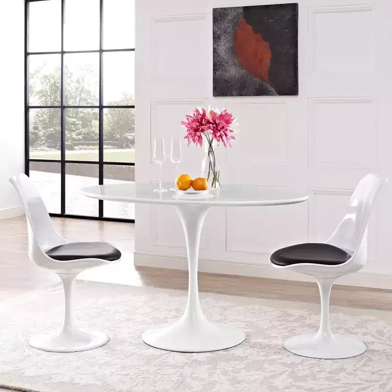 Tavolo da pranzo ovale in legno Lippa da 48" bianco - Modway: Elegante tavolo da cucina moderno, 4 posti