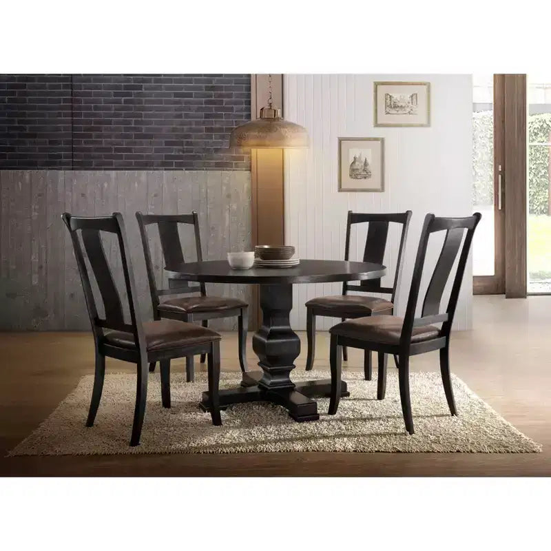 Carolina Living 47" Bence Tavolo da pranzo rotondo con piedistallo nero