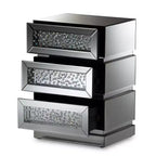 Comodino a 3 cassetti Sabrina Hollywood Regency Glamour Style con specchio - Baxton Studio