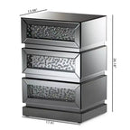 Comodino a 3 cassetti Sabrina Hollywood Regency Glamour Style con specchio - Baxton Studio