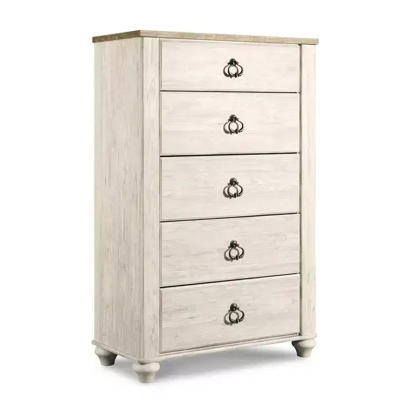 Signature Design by Ashley Willowton Chest of Drawers Cream : 5-Drawer Wood Dresser for Bedroom, Meets ASTM Standards