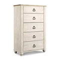 Signature Design by Ashley Willowton Chest of Drawers Cream : 5-Drawer Wood Dresser for Bedroom, Meets ASTM Standards