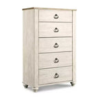 Signature Design by Ashley Willowton Chest of Drawers Cream : 5-Drawer Wood Dresser for Bedroom, Meets ASTM Standards