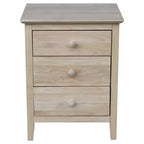 Comodino Smith con 3 cassetti - Non rifinito - International Concepts