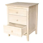 Comodino Smith con 3 cassetti - Non rifinito - International Concepts