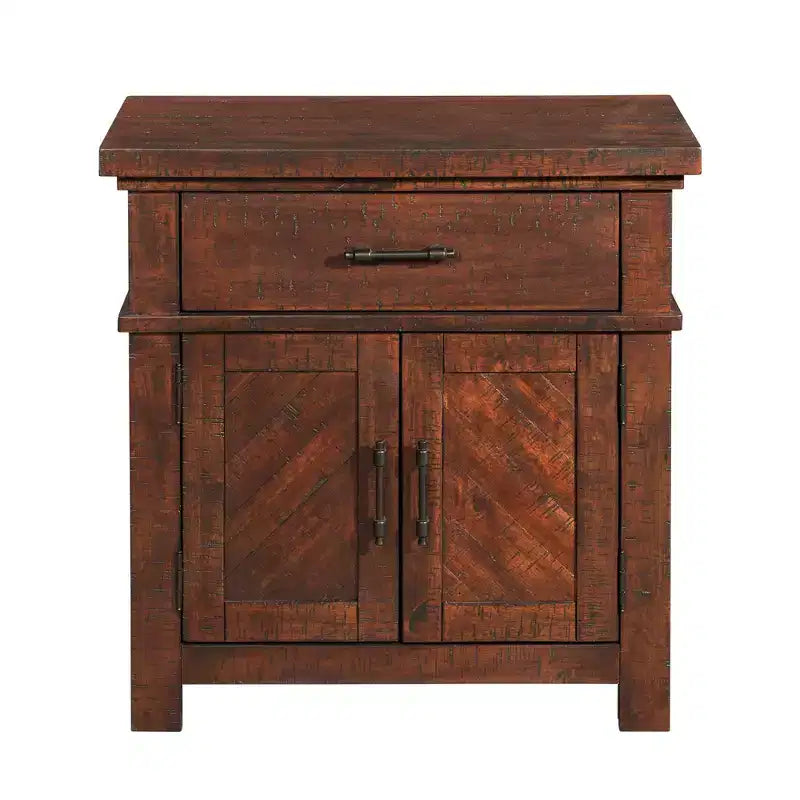 Dex Nightstand Walnut Brown - Picket House Furnishings: 1-Drawer, Cabinet Storage, Metal Hardware