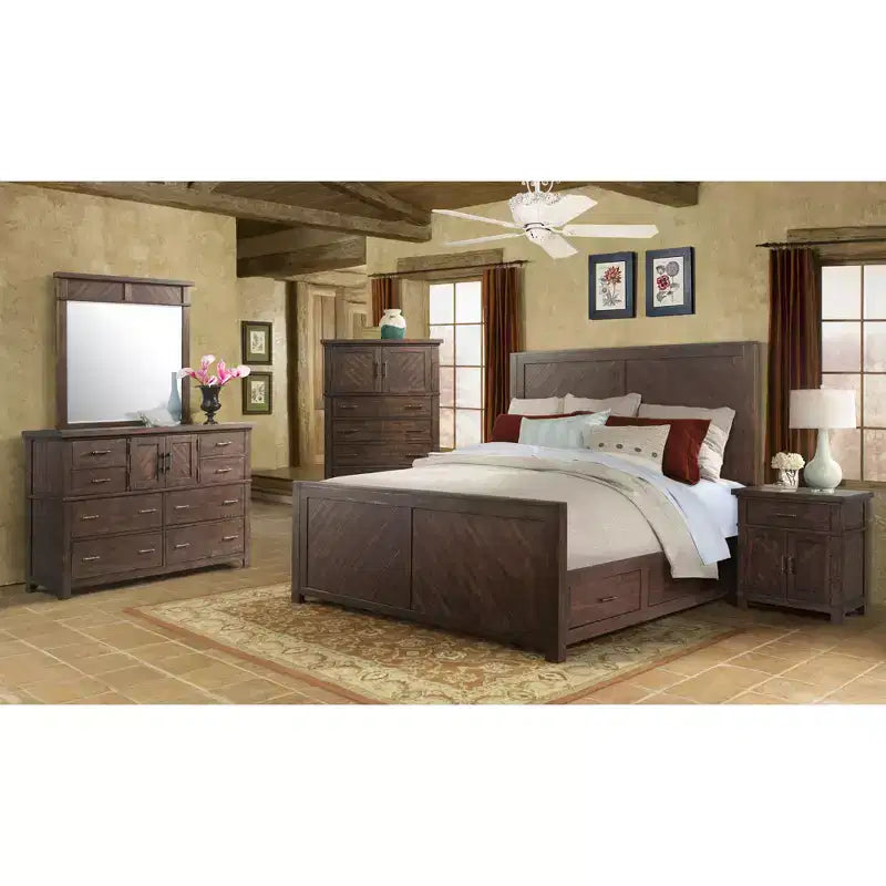 Comodino Dex Noce Marrone - Picket House Furnishings: 1 Cassetto, Armadietto Contenitore, Dettagli in Metallo