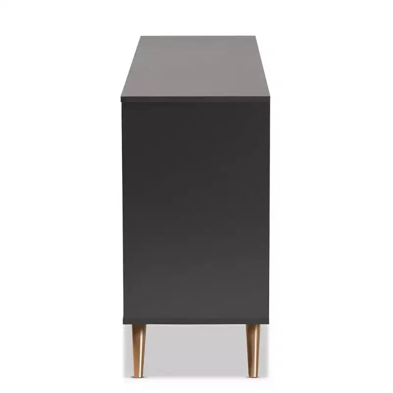 Commode 6 tiroirs Kelson Wood gris foncé/doré - Baxton Studio : Meuble de rangement moderne pour chambre à coucher