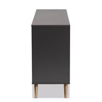 Commode 6 tiroirs Kelson Wood gris foncé/doré - Baxton Studio : Meuble de rangement moderne pour chambre à coucher