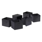 Mobile contenitore Verona a 2 ripiani da 76 cm con 6 cesti Noce/Nero - Winsome: organizer in legno duro di metà secolo, attrezzi inclusi