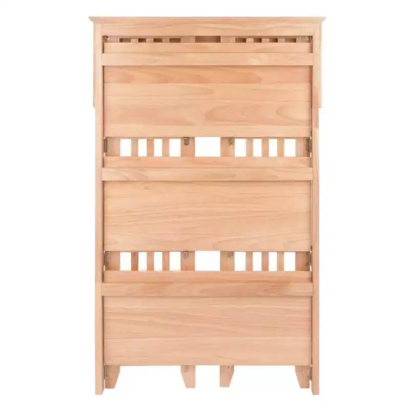 Libreria pieghevole a 4 ripiani da 42" colore naturale - Winsome: legno di faggio, con ripiani laterali a listelli, per ufficio e casa