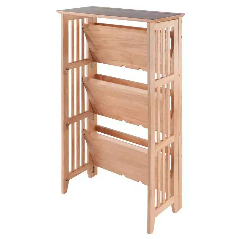 Libreria pieghevole a 4 ripiani da 42" colore naturale - Winsome: legno di faggio, con ripiani laterali a listelli, per ufficio e casa