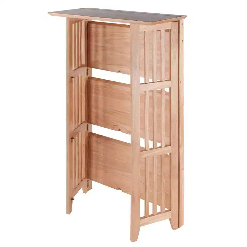 Libreria pieghevole a 4 ripiani da 42" colore naturale - Winsome: legno di faggio, con ripiani laterali a listelli, per ufficio e casa