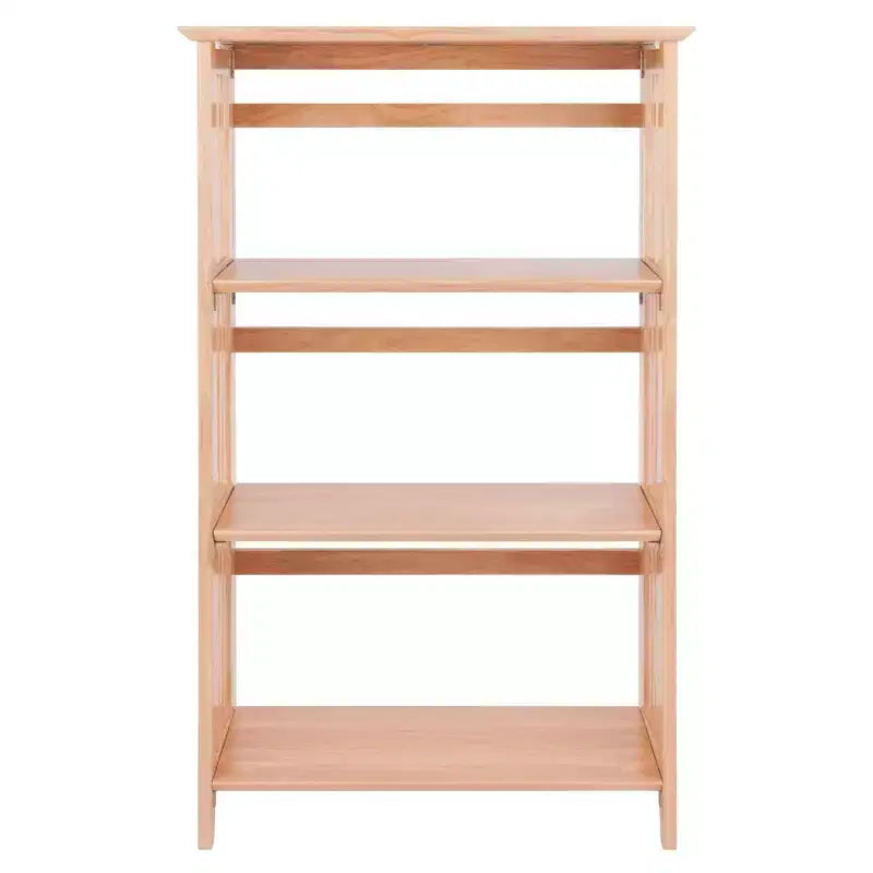 Libreria pieghevole a 4 ripiani da 42" colore naturale - Winsome: legno di faggio, con ripiani laterali a listelli, per ufficio e casa