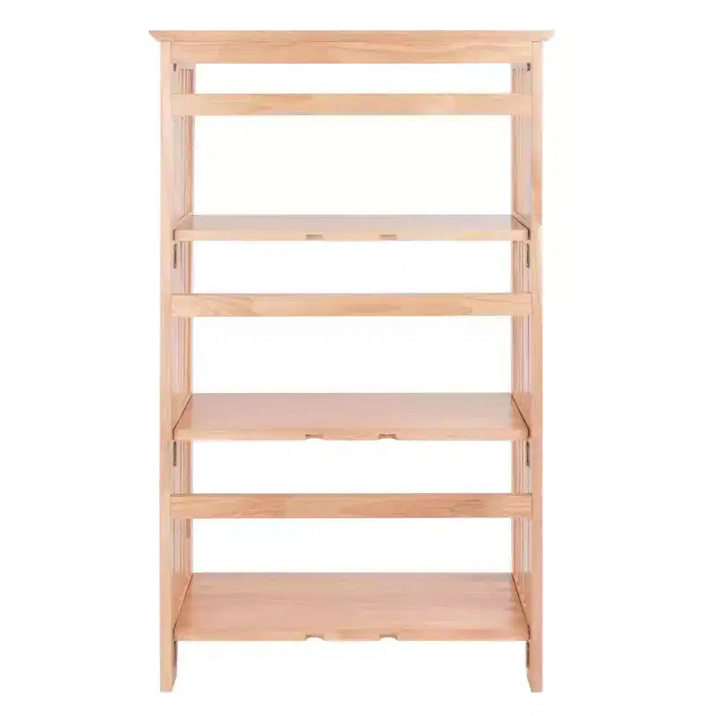 Libreria pieghevole a 4 ripiani da 42" colore naturale - Winsome: legno di faggio, con ripiani laterali a listelli, per ufficio e casa