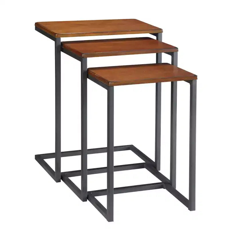Carolina Living Set of 3 Caroline Nesting Tables Chestnut