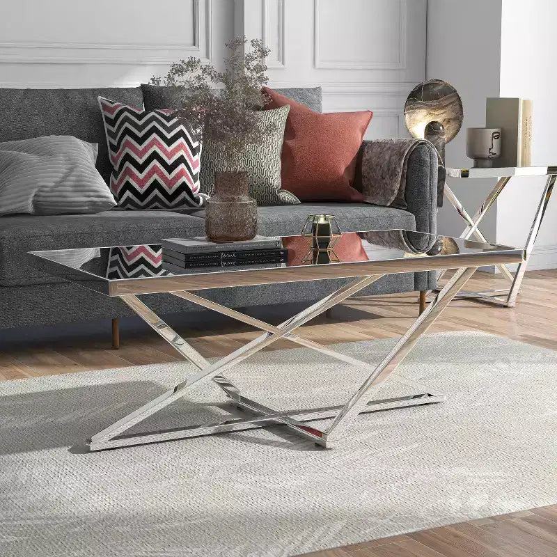Tavolino rettangolare a specchio Drubeck cromato - HOMES: Inside + Out