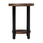 Tavolino rotondo con finitura naturale rustica Alaterre Furniture 27" Pomona diametro: Legno massello, gambe in metallo, ripiano inferiore fisso, finitura mordenzata