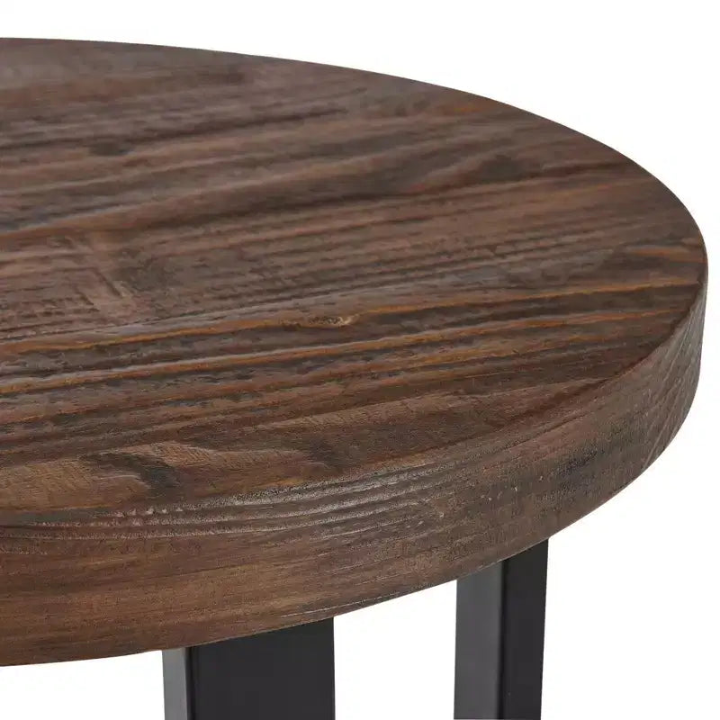 Tavolino rotondo con finitura naturale rustica Alaterre Furniture 27" Pomona diametro: Legno massello, gambe in metallo, ripiano inferiore fisso, finitura mordenzata