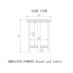 Tavolino rotondo con finitura naturale rustica Alaterre Furniture 27" Pomona diametro: Legno massello, gambe in metallo, ripiano inferiore fisso, finitura mordenzata