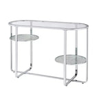 Calloun Glam 2 Shelf Sofa Table Chrome - HOMES: Inside + Out: Oval, Tempered Glass, Metal Frame