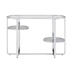 Calloun Glam Tavolino da divano a 2 ripiani cromato - HOMES: Inside + Out: Ovale, vetro temperato, struttura in metallo