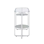 Calloun Glam Tavolino da divano a 2 ripiani cromato - HOMES: Inside + Out: Ovale, vetro temperato, struttura in metallo