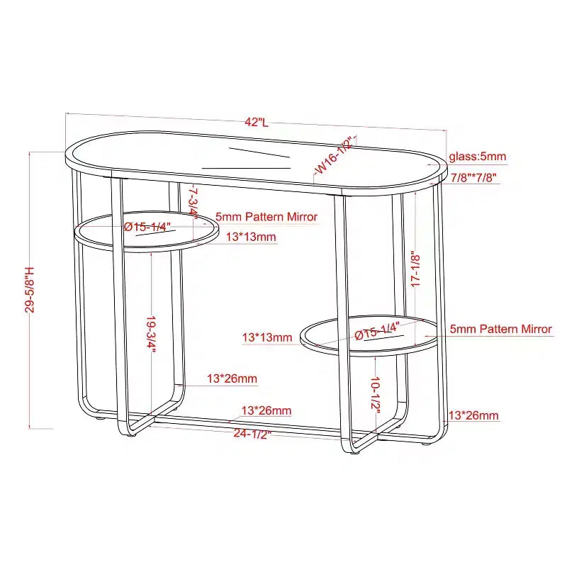Calloun Glam Tavolino da divano a 2 ripiani cromato - HOMES: Inside + Out: Ovale, vetro temperato, struttura in metallo