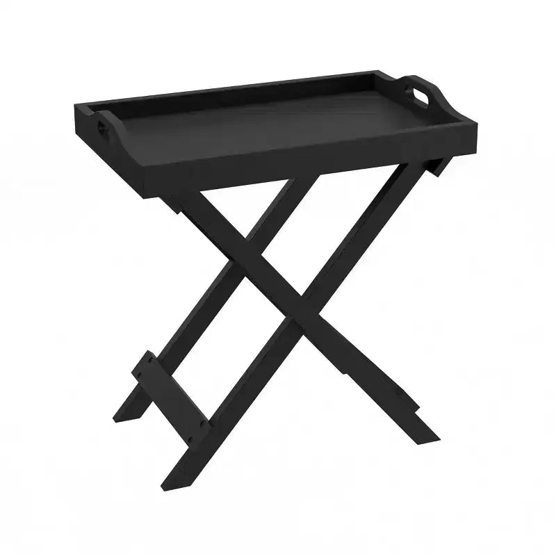 Tavolino con vassoio superiore rimovibile nero - Lavish Home: Pieghevole, Portatile, Capacità 10 kg, Stile Moderno