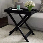 Tavolino con vassoio superiore rimovibile nero - Lavish Home: Pieghevole, Portatile, Capacità 10 kg, Stile Moderno