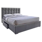 Sarter Contemporary Grid-Tufted Fabric Upholstered Bed with 2 Drawers - King Size - Baxton Studio