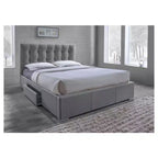 Letto Sarter imbottito in tessuto trapuntato a griglia con 2 cassetti - King Size - Baxton Studio