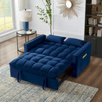 Divano Letto Estraibile 4-in-1 - Divanetto in Velluto - Divano Letto Convertibile con Schienale Reclinabile, 2 Tasche Laterali