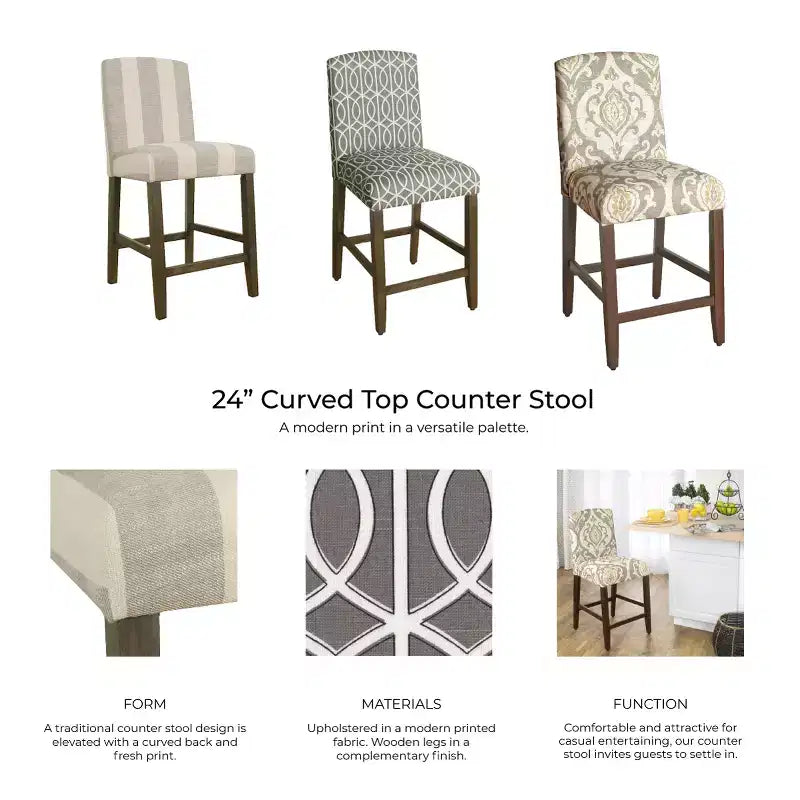 Tabouret de bar 24" à dossier courbé - HomePop