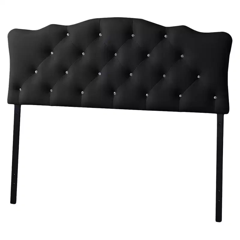 Rita Modern And Contemporary Faux Leather Upholstered Button-Tufted Scalloped Headboard - Baxton Studio