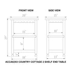 Tavolino da salotto in legno con 2 ripiani Alaterre Furniture, finitura anticata Country Cottage